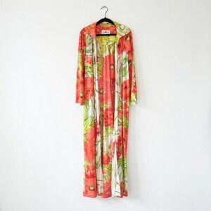 Vintage 1960s Butterfield 8 Red Poppy Duster Kaftan Medium